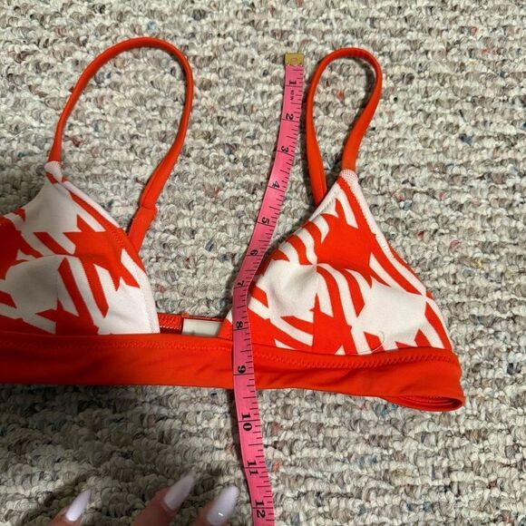 Solid & Striped The Morgan Scoop Neck Bikini Top Lipstick Red Gingham Size Small - Picture 9 of 10
